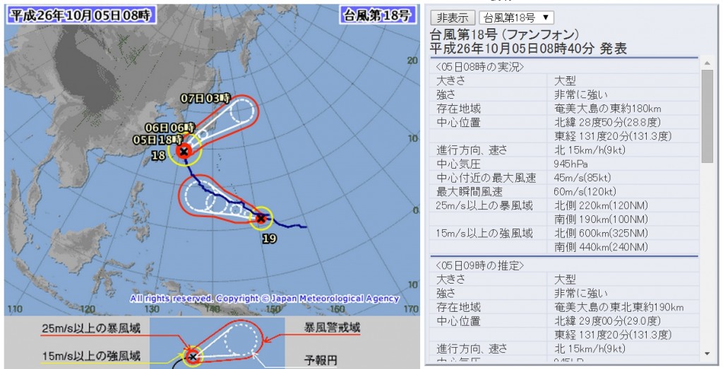 台風19号 進路予想 御嶽山 火山灰 影響 米軍 気象庁 2014